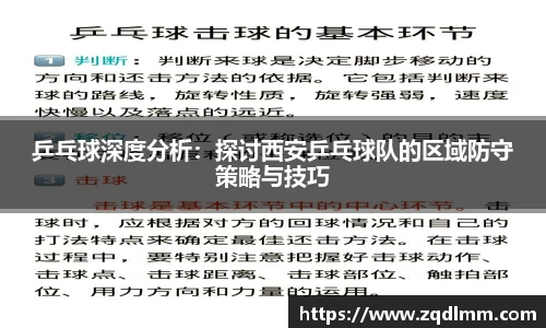 乒乓球深度分析：探讨西安乒乓球队的区域防守策略与技巧